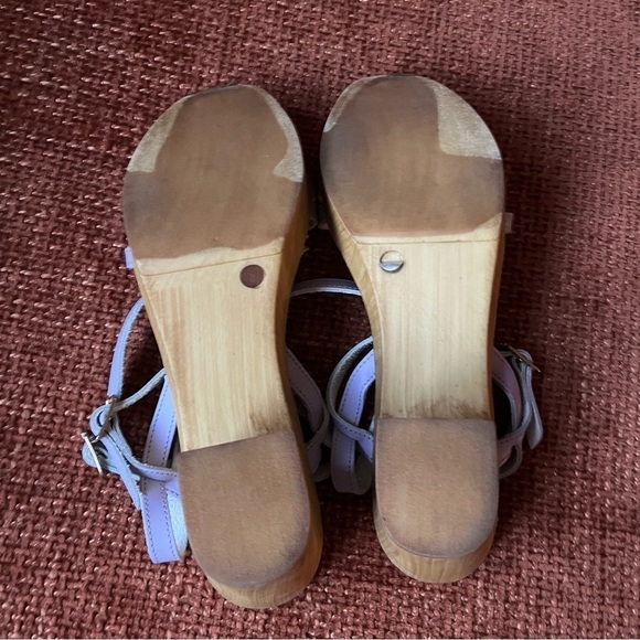Seychelles Double Dip Lavender Purple Strappy Chunky Wood Retro Sandal Heels 8 - Picture 5 of 7